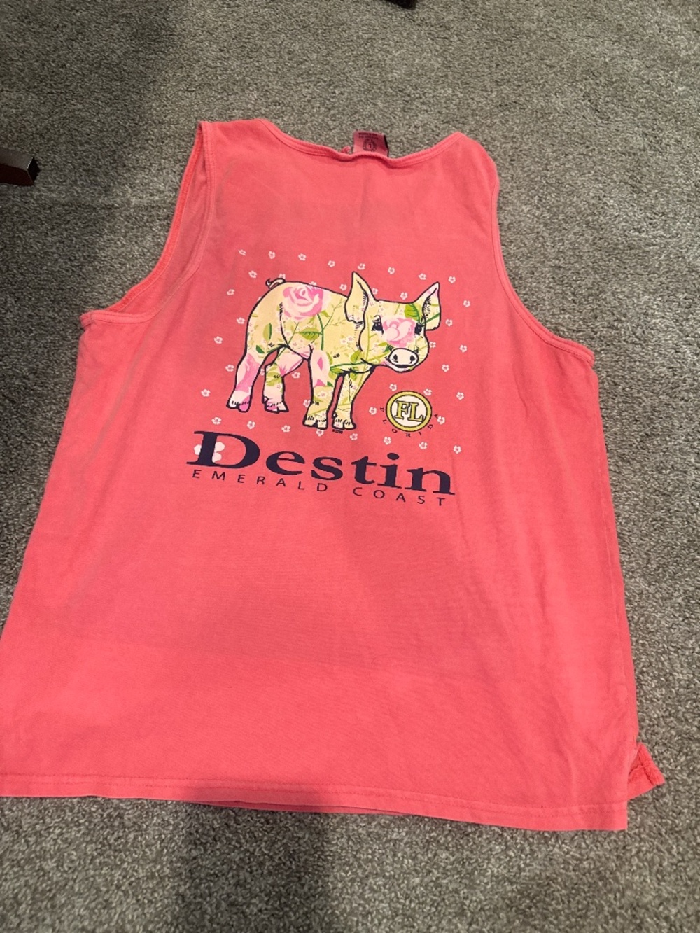 Destin Florida Size Large Pink Tank Top Pig
